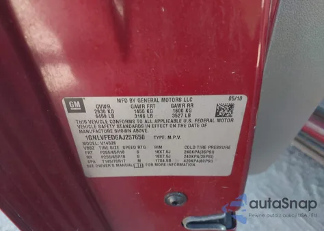 2010 Chevrolet Traverse Lt from USA, damaged, VIN 1GNLVFED6AJ257650